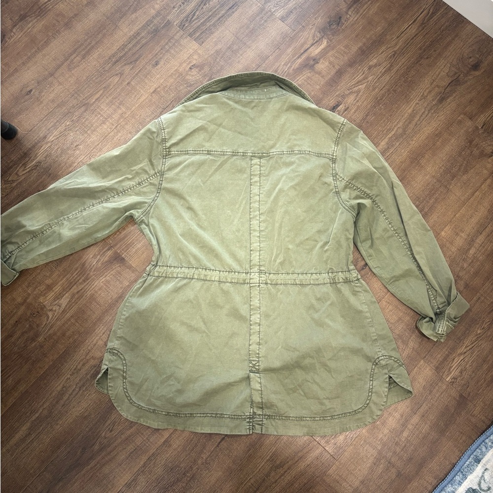 Washed Olive Utility Jacket With Patch Pockets - image 3